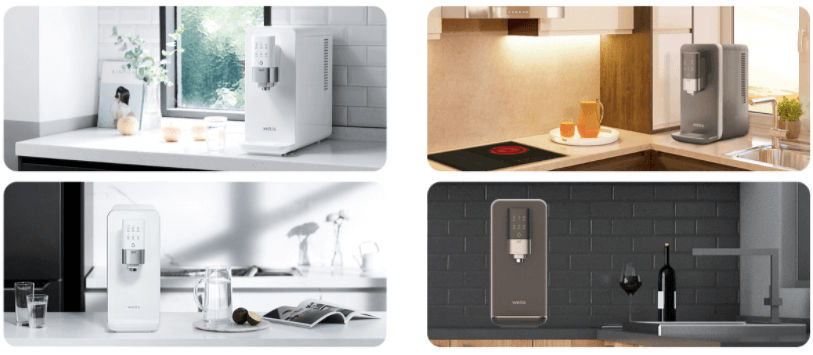Wells tt UV+ in four kitchen settings