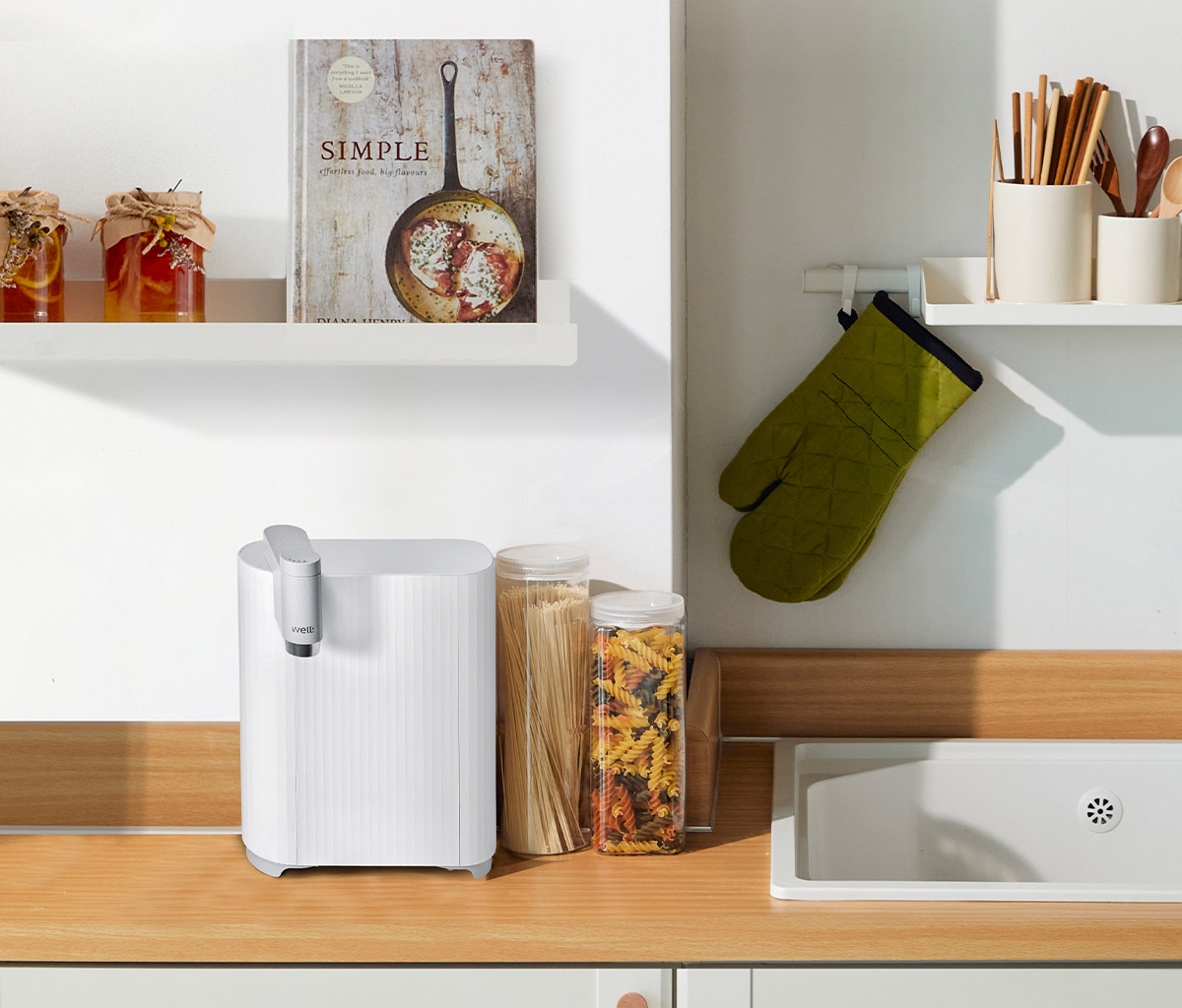 Wells Mini Water Purifier in a kitchen